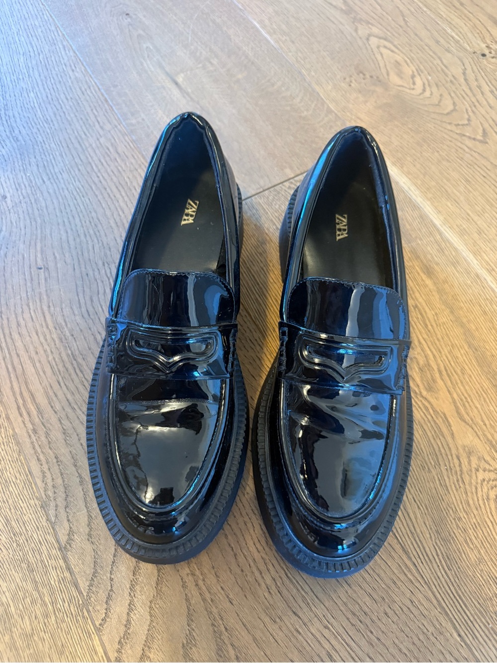 Zara Black Patent Loafers